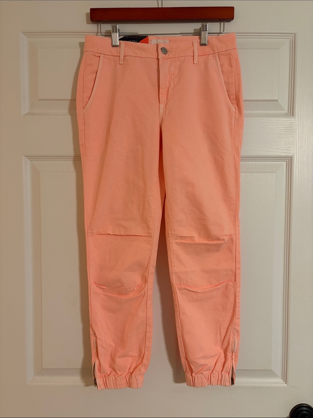 NWT Sundry Utility Moto Jogger Pants Peach Coral Zipper Ankle Stretch